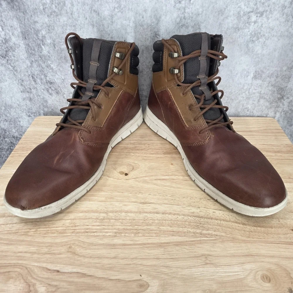 Timberland Graydon‎ Boots Mens 11 Brown Leather Hi Top Casual Sneakers A1OEE